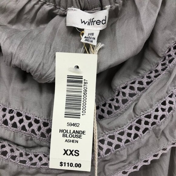 NWT Wilfred Aritzia Hollande off shoulder  Blouse in Ashen Grey XXS - Picture 5 of 16